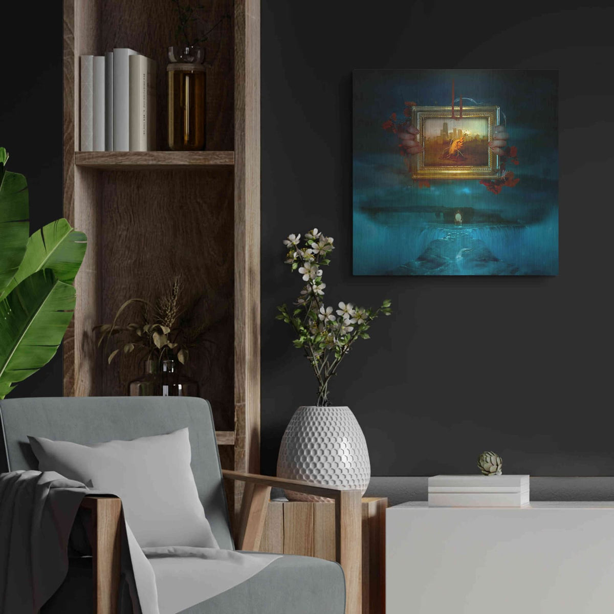 'Dangerous Dreams' by Mario Sanchez Nevado – Metal Wall Art, 24x24 room view