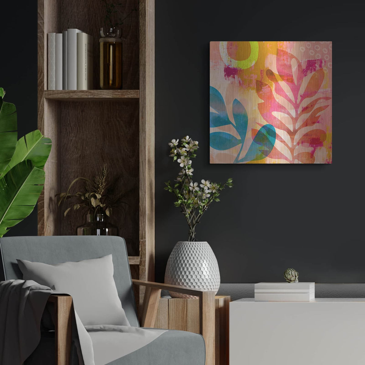 'Mid Century Summer Fun 2' by Andrea Haase – Metal Wall Art, 24x24 room view