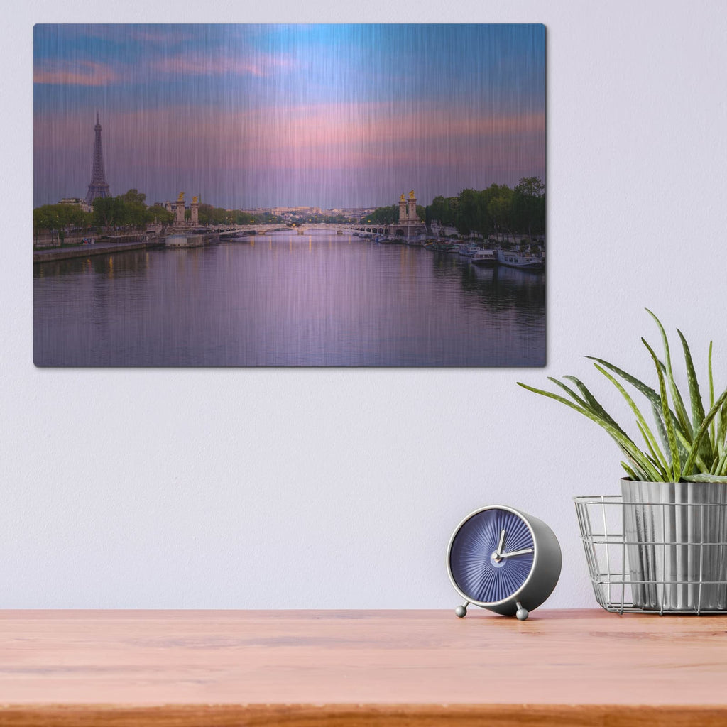'Paris - Sunrise Over Seine' by Luxe Portfolio – Metal Wall Art, 16x12 room view