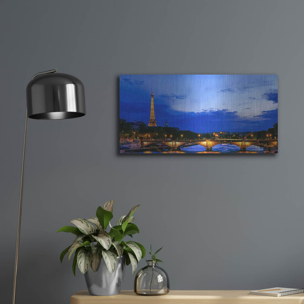 'Paris - Seine River' by Luxe Portfolio – Metal Wall Art, 24x12 room view
