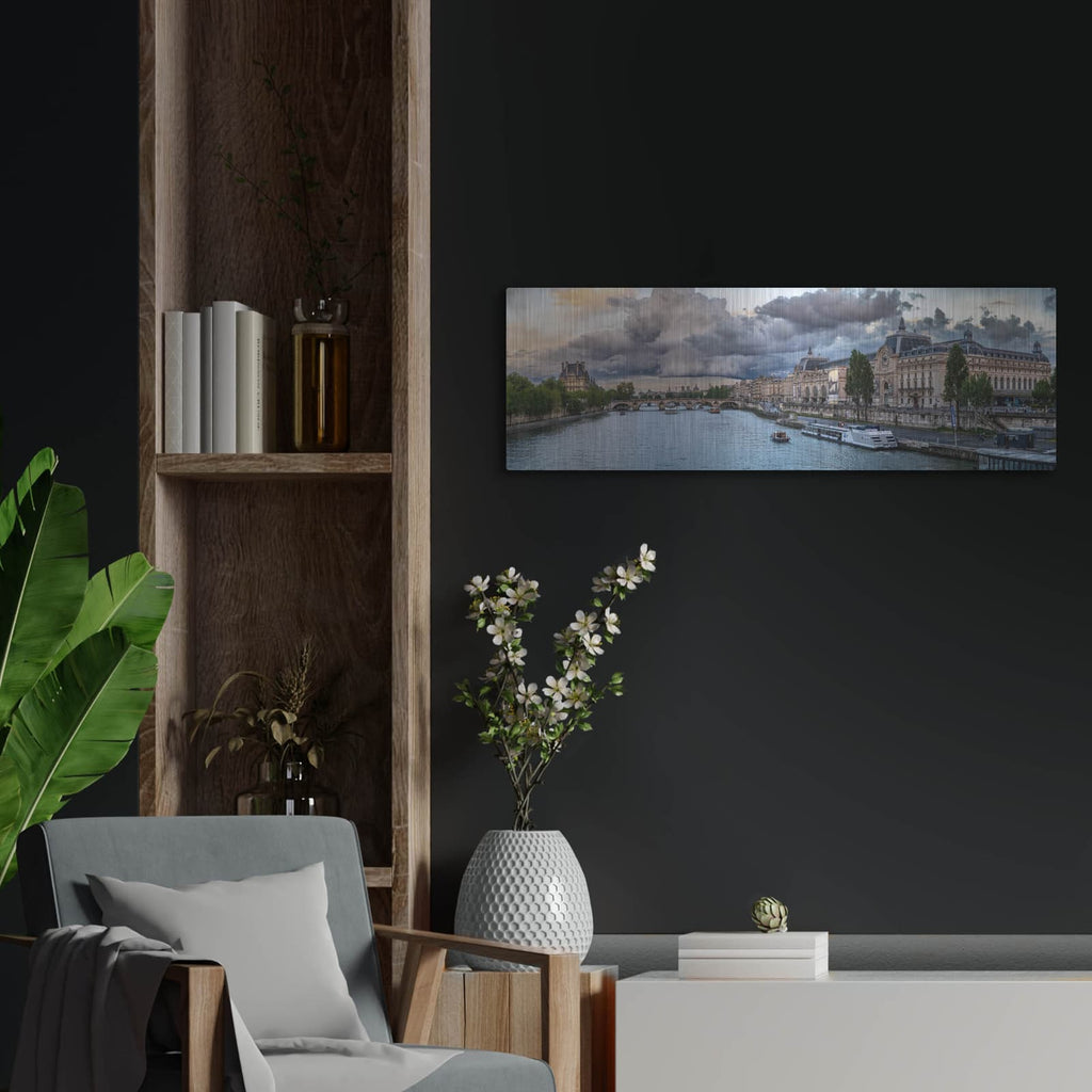 'Paris - Pont Royal Sunset' by Luxe Portfolio – Metal Wall Art, 36x12 room view