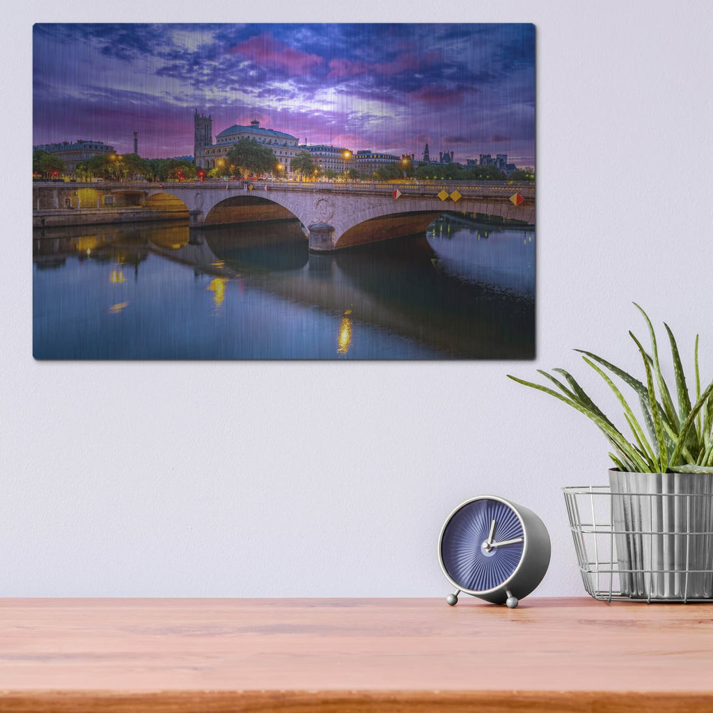 'Paris - Pont Neuf Sunrise' by Luxe Portfolio – Metal Wall Art, 16x12 room view