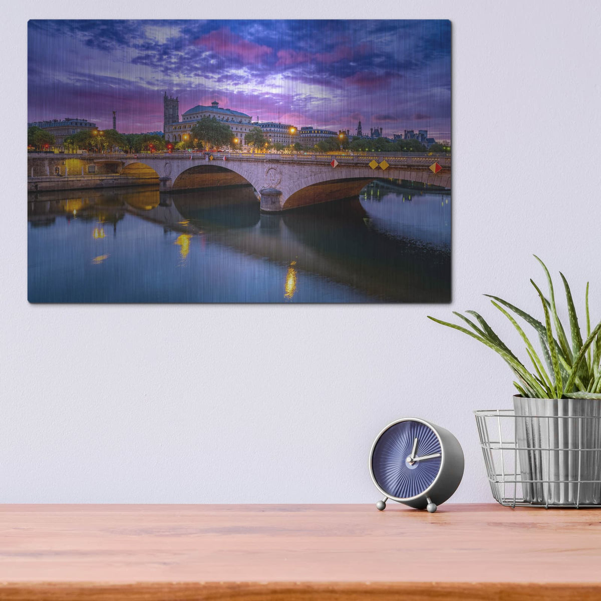 'Paris - Pont Neuf Sunrise' by Luxe Portfolio – Metal Wall Art, 16x12 room view