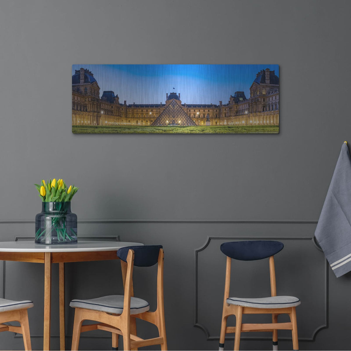 'Paris - Louvre Panorama' by Luxe Portfolio – Metal Wall Art, 48x16 room view