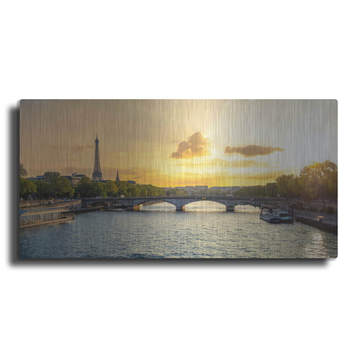 'Paris - Golden Sunset Panorama' by Luxe Portfolio – Metal Wall Art