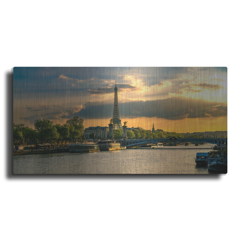 'Paris - Golden Sunset Over Seine' by Luxe Portfolio – Metal Wall Art