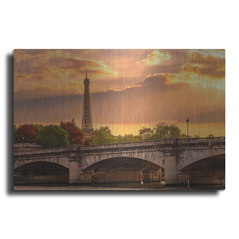 'Paris - Golden Sunset Concorde Bridge' by Luxe Portfolio – Metal Wall Art