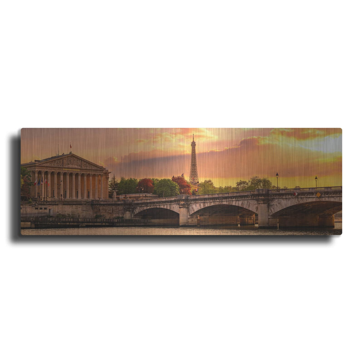 'Paris - Golden Sunset Concorde Bridge Panorama' by Luxe Portfolio – Metal Wall Art