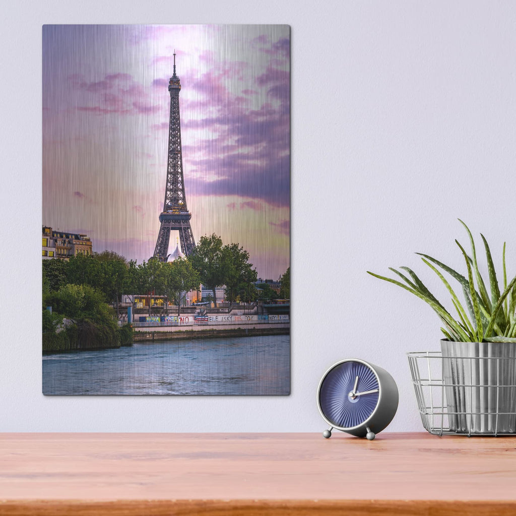 'Paris - Eiffel Tower Sunset' by Luxe Portfolio – Metal Wall Art, 12x16 room view