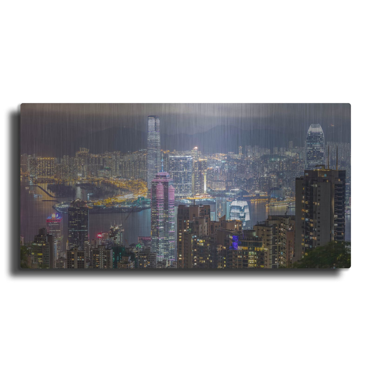 'Hong Kong Nightime Panorama' by Luxe Portfolio – Metal Wall Art