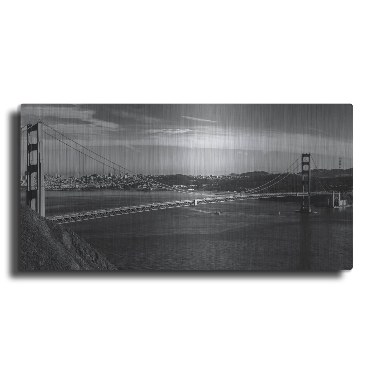 'Golden Gate Bridge B&w' by Luxe Portfolio – Metal Wall Art