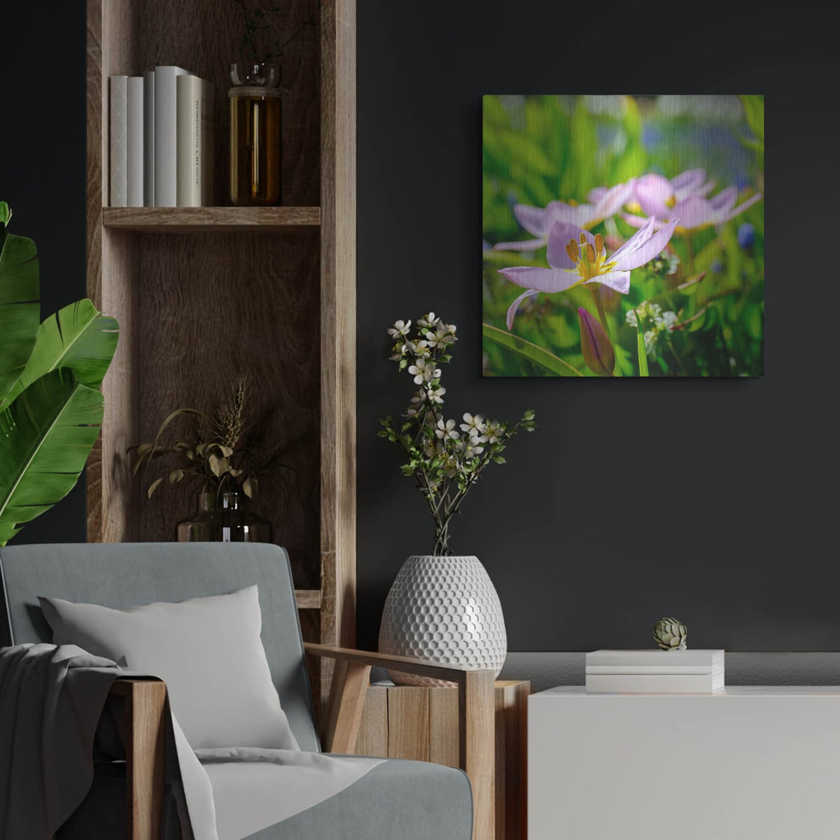 'Flower I' by Luxe Portfolio – Metal Wall Art, 24x24 room view