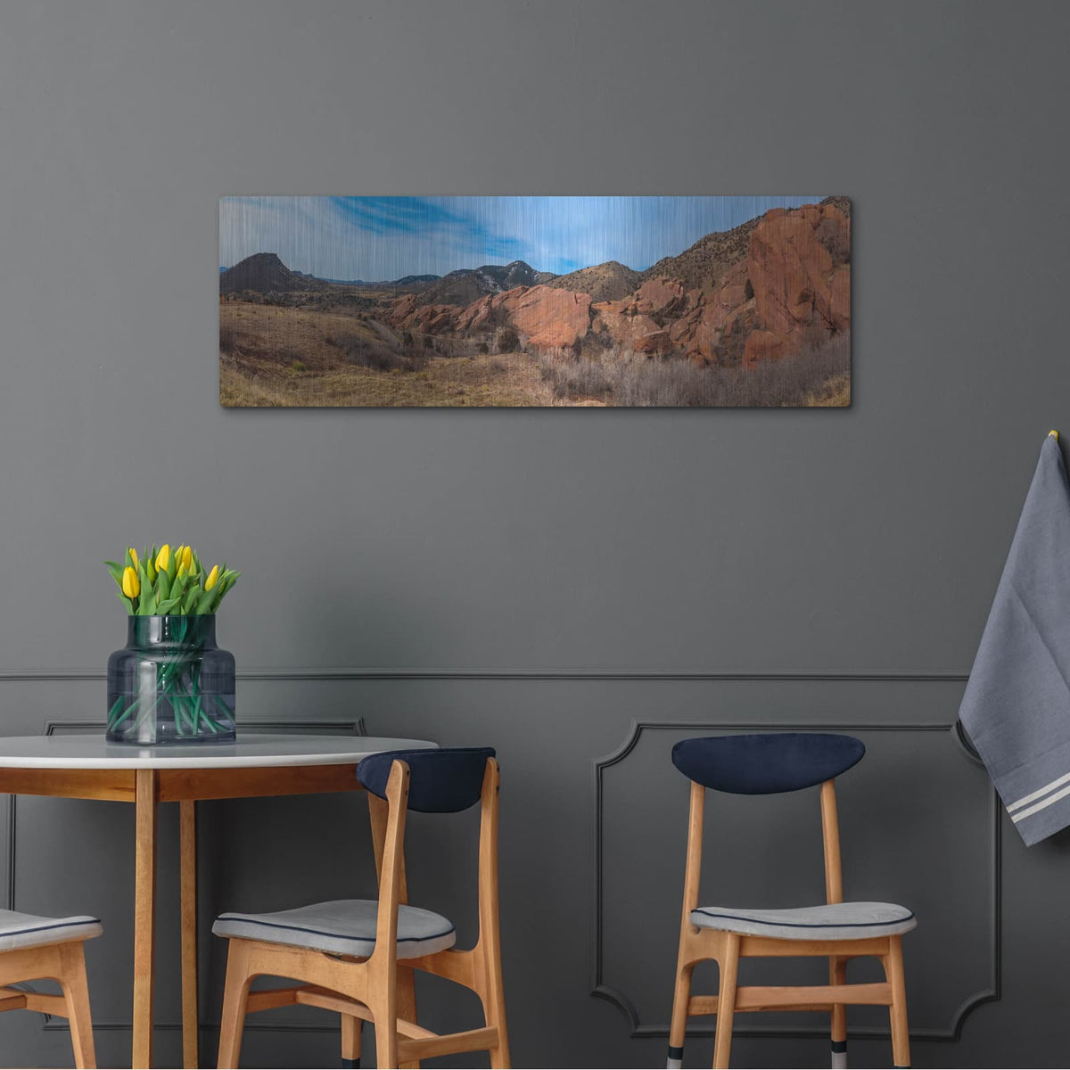'Colorado Red Rocks Panorama' by Luxe Portfolio – Metal Wall Art, 48x16 room view