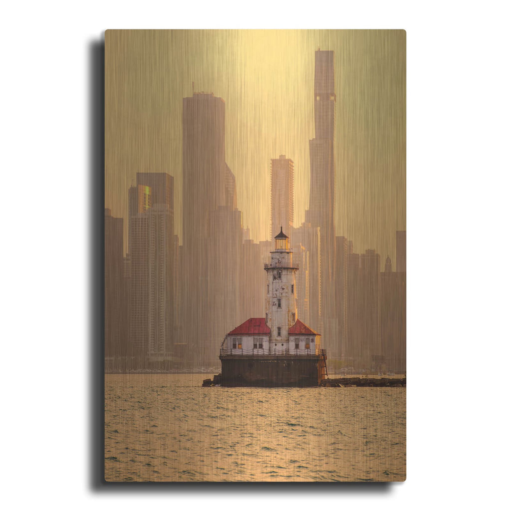 'Chicago Old Lighthouse Hazy Sunset' by Luxe Portfolio – Metal Wall Art