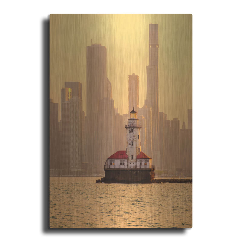 'Chicago Old Lighthouse Hazy Sunset' by Luxe Portfolio – Metal Wall Art
