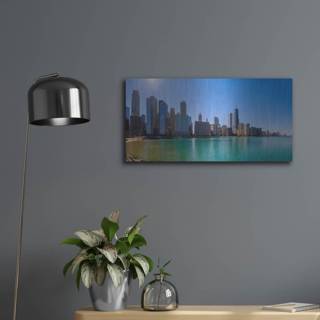 'Chicago - Oak Street Beach Afternoon' by Luxe Portfolio – Metal Wall Art, 24x12 room view