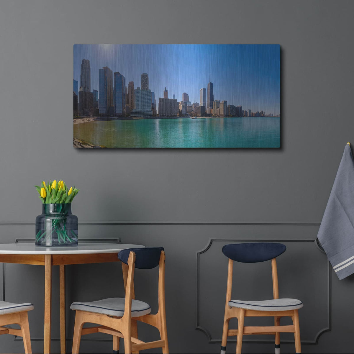 'Chicago - Oak Street Beach Afternoon' by Luxe Portfolio – Metal Wall Art, 48x24 room view