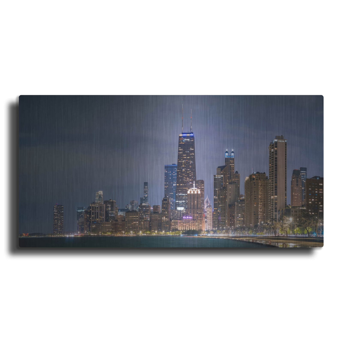 'Chicago - Nightime Panorama' by Luxe Portfolio – Metal Wall Art