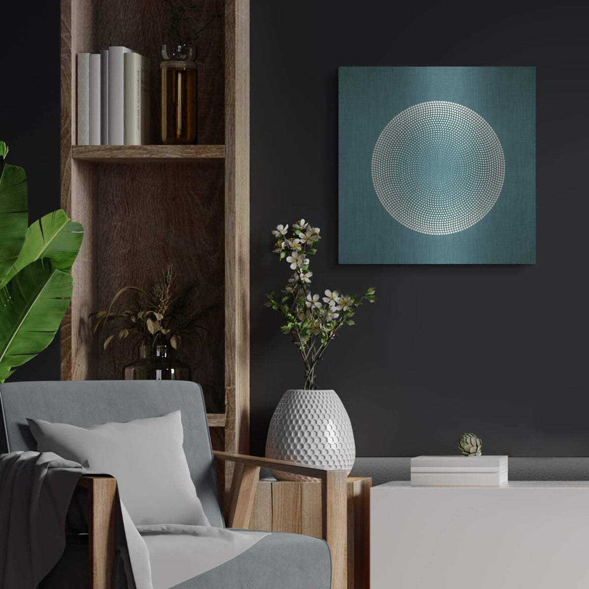 'Circles' by Incado – Metal Wall Art, 24x24 room view