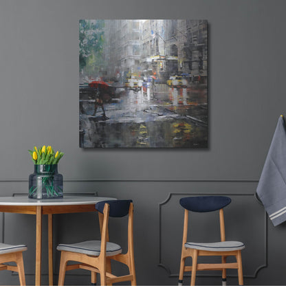 Luxe Metal Art 'Manhattan Red Umbrella' by Mark Lague, Metal Wall Art,36x36