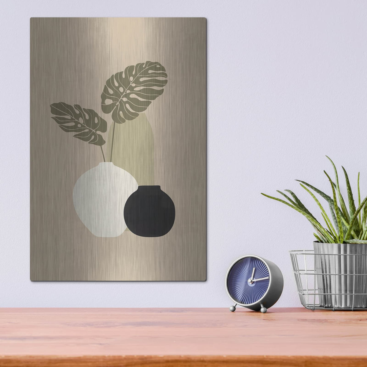 'Three Vases 1' by Incado – Metal Wall Art, 12x16 room view