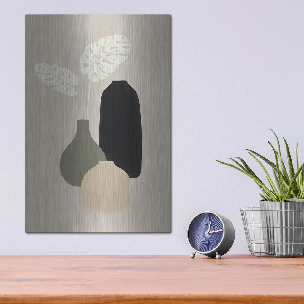 'Three Vases 2' by Incado – Metal Wall Art, 12x16 room view