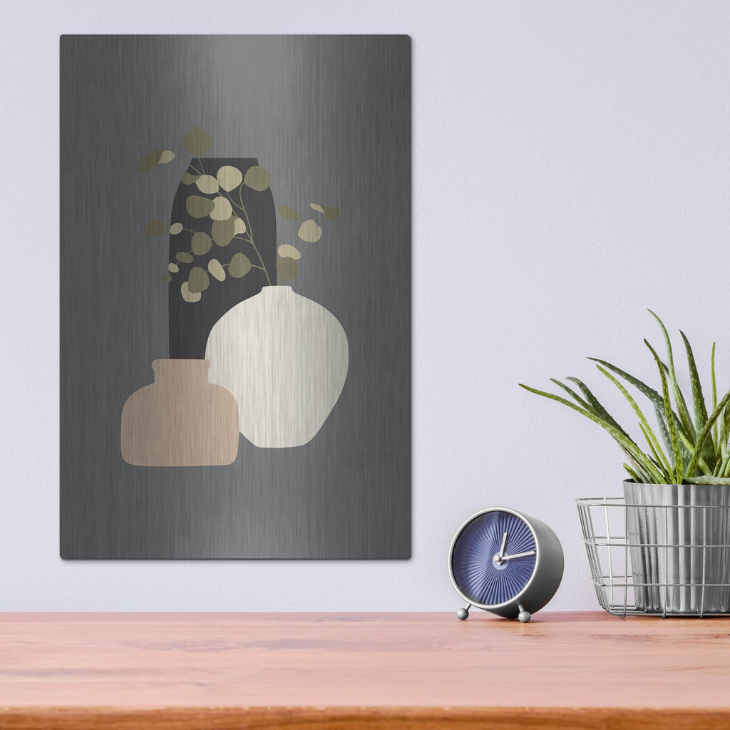 'Three Vases 3' by Incado – Metal Wall Art, 12x16 room view