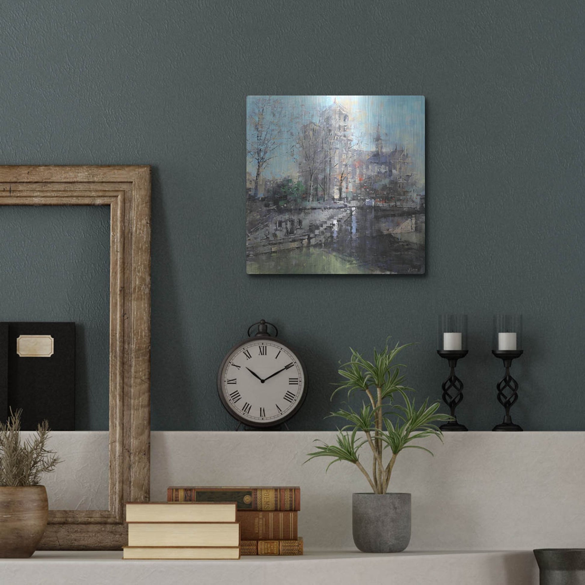 Luxe Metal Art 'Notre Dame on the Seine' by Mark Lague, Metal Wall Art,12x12