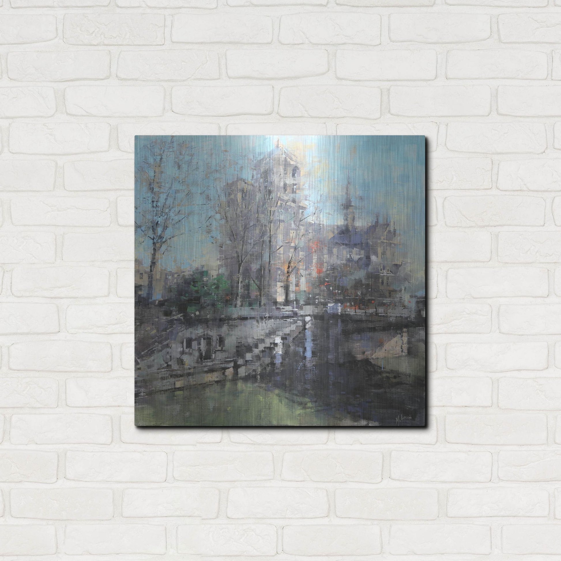 Luxe Metal Art 'Notre Dame on the Seine' by Mark Lague, Metal Wall Art,24x24