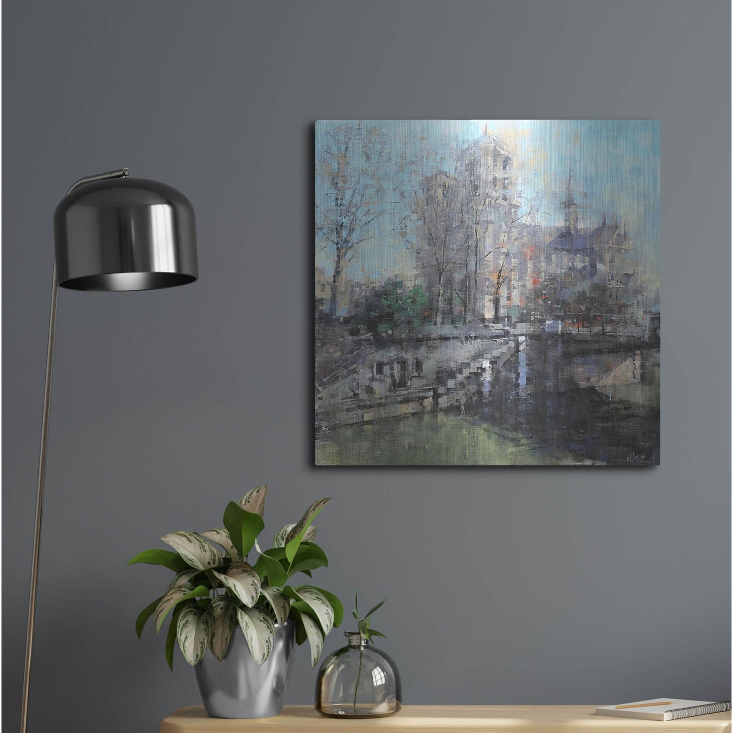 Luxe Metal Art 'Notre Dame on the Seine' by Mark Lague, Metal Wall Art,24x24