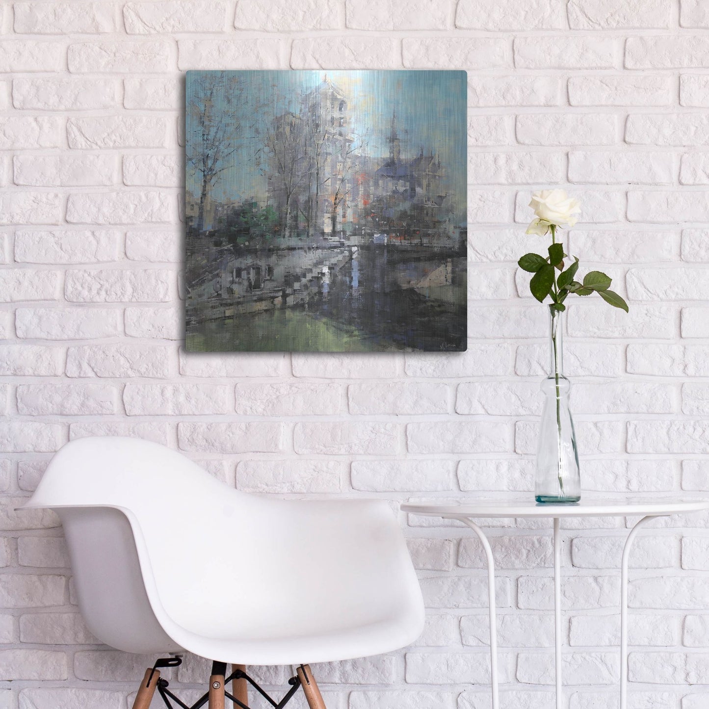 Luxe Metal Art 'Notre Dame on the Seine' by Mark Lague, Metal Wall Art,24x24