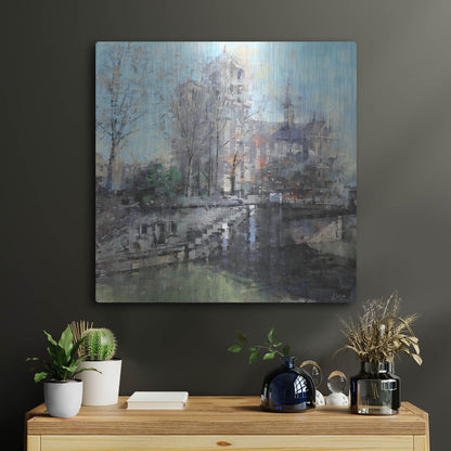 Luxe Metal Art 'Notre Dame on the Seine' by Mark Lague, Metal Wall Art,24x24