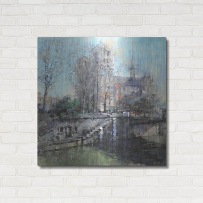 Luxe Metal Art 'Notre Dame on the Seine' by Mark Lague, Metal Wall Art,36x36