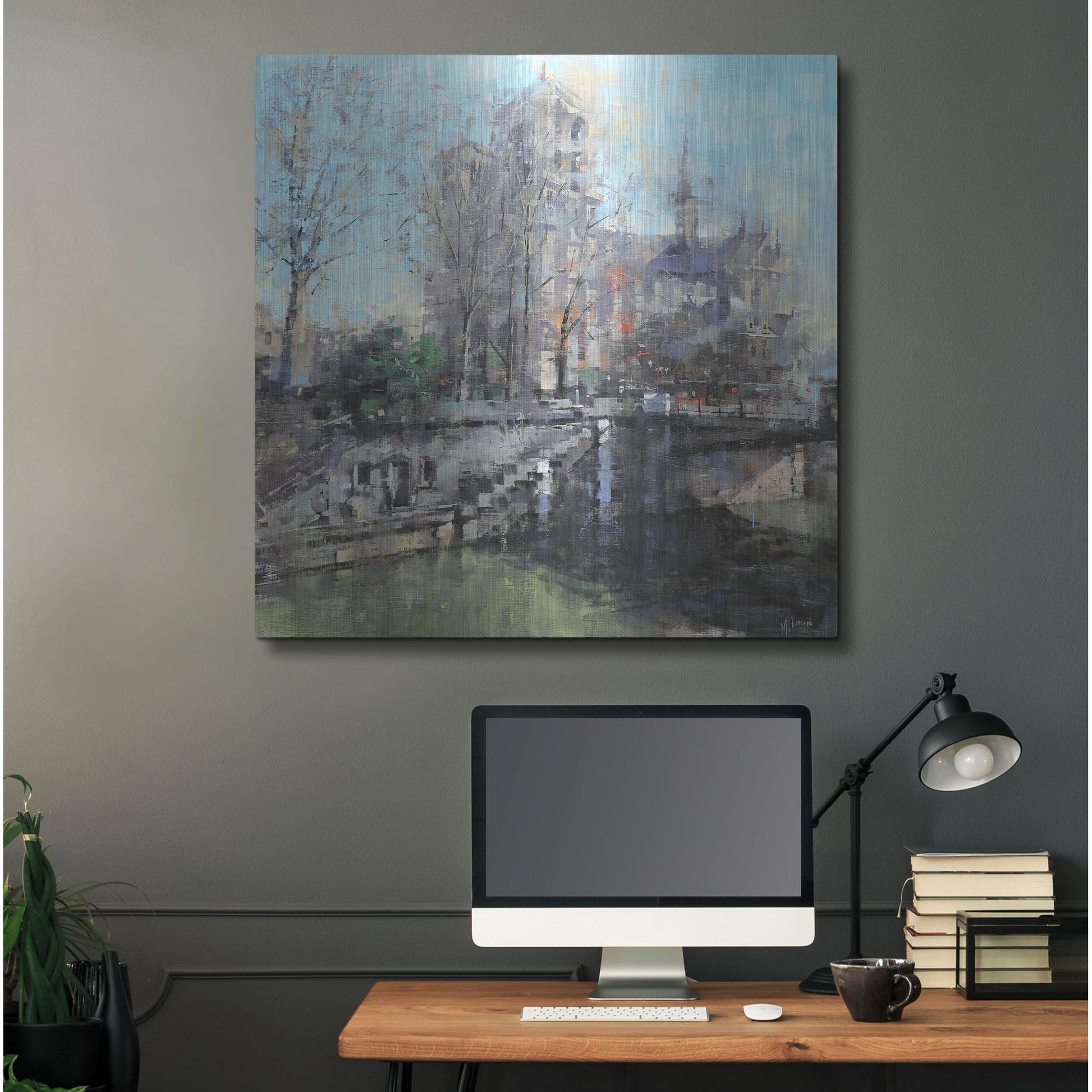 Luxe Metal Art 'Notre Dame on the Seine' by Mark Lague, Metal Wall Art,36x36