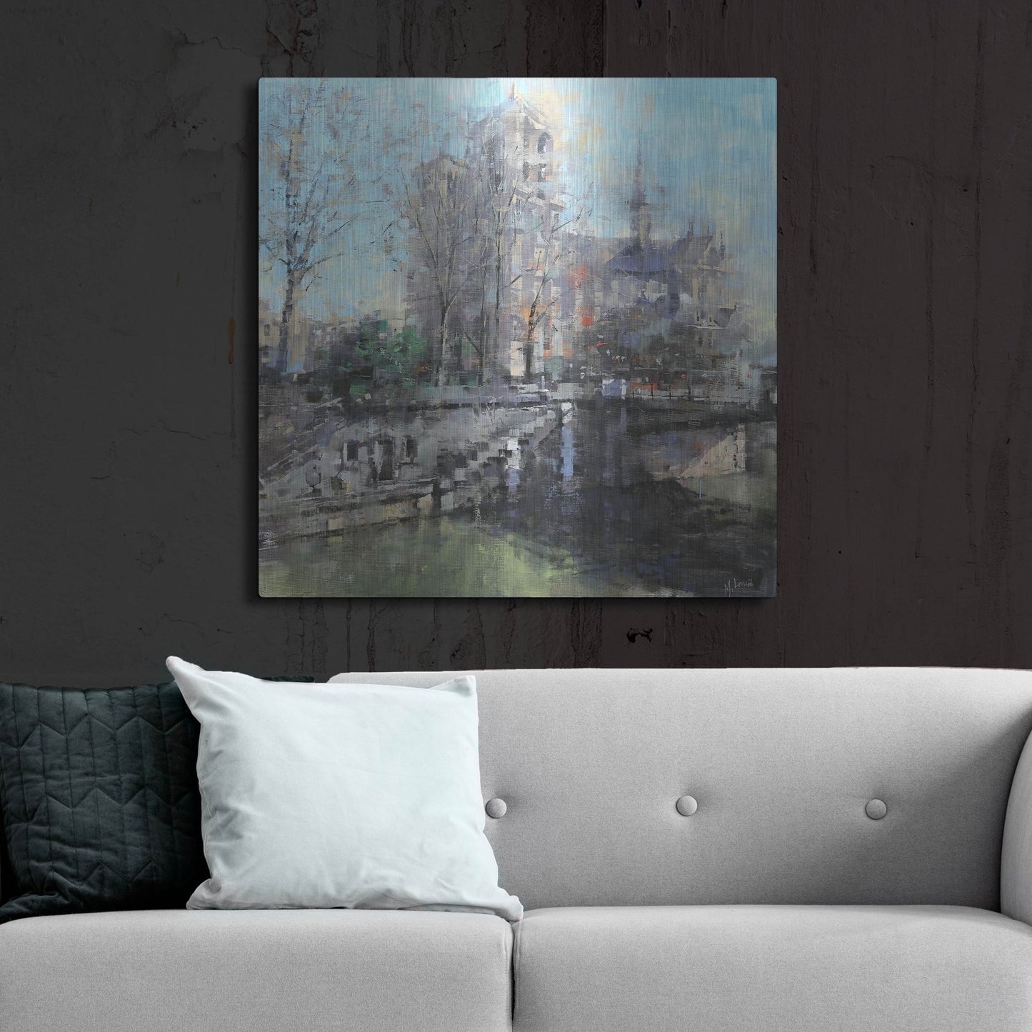 Luxe Metal Art 'Notre Dame on the Seine' by Mark Lague, Metal Wall Art,36x36