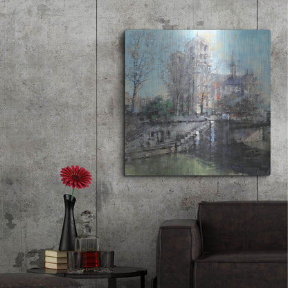 Luxe Metal Art 'Notre Dame on the Seine' by Mark Lague, Metal Wall Art,36x36