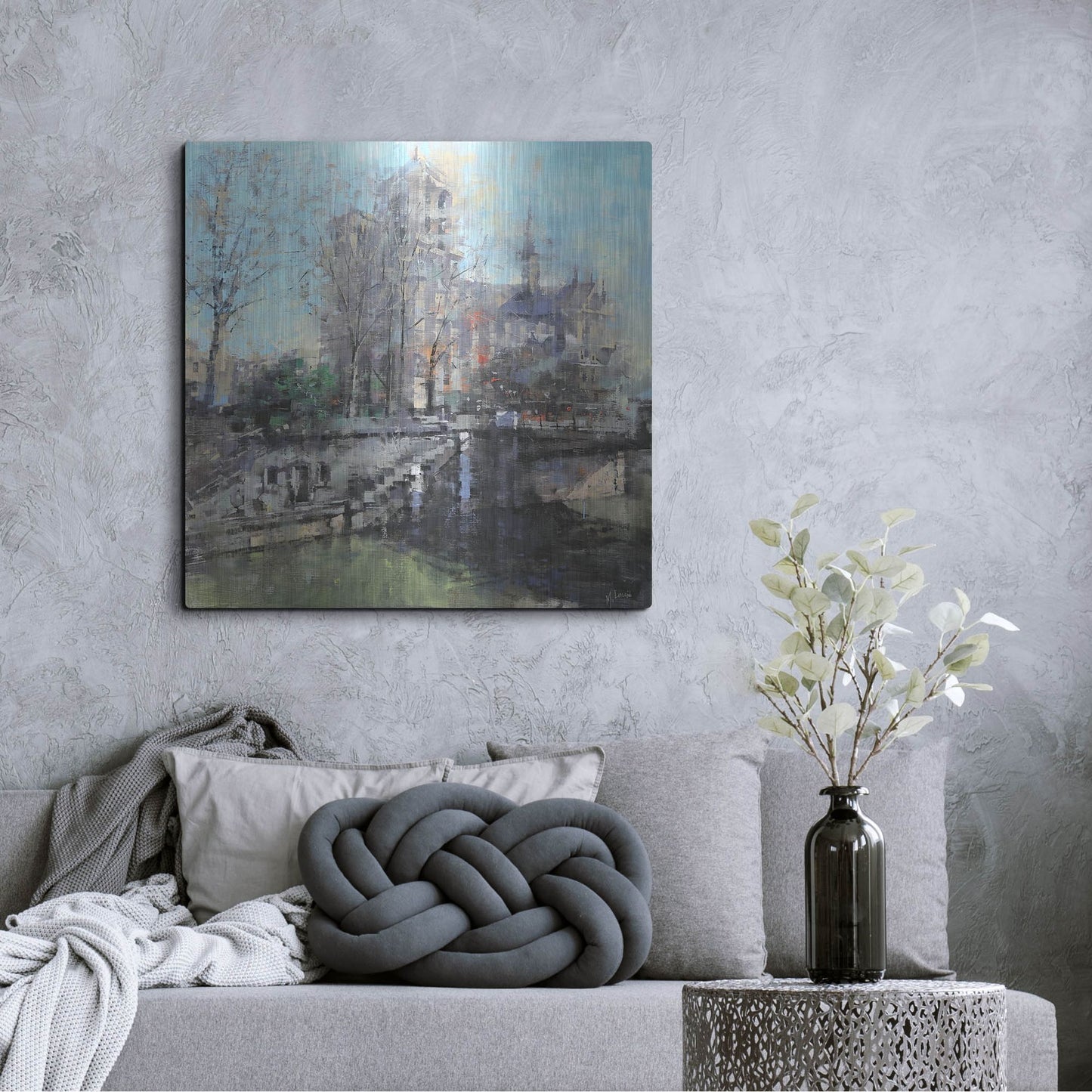 Luxe Metal Art 'Notre Dame on the Seine' by Mark Lague, Metal Wall Art,36x36