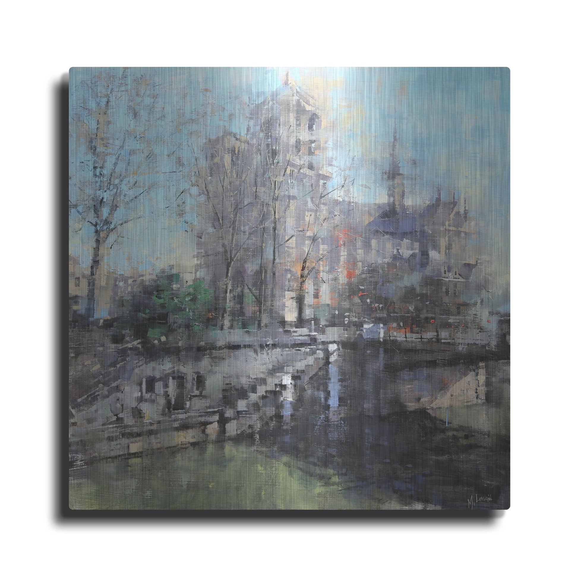 Luxe Metal Art 'Notre Dame on the Seine' by Mark Lague, Metal Wall Art