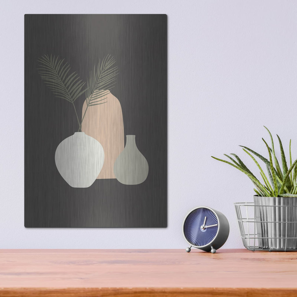 'Three Vases 4' by Incado – Metal Wall Art, 12x16 room view