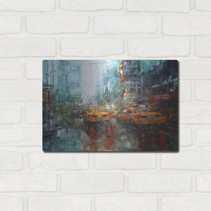 Luxe Metal Art 'Times Square Reflections' by Mark Lague, Metal Wall Art,16x12