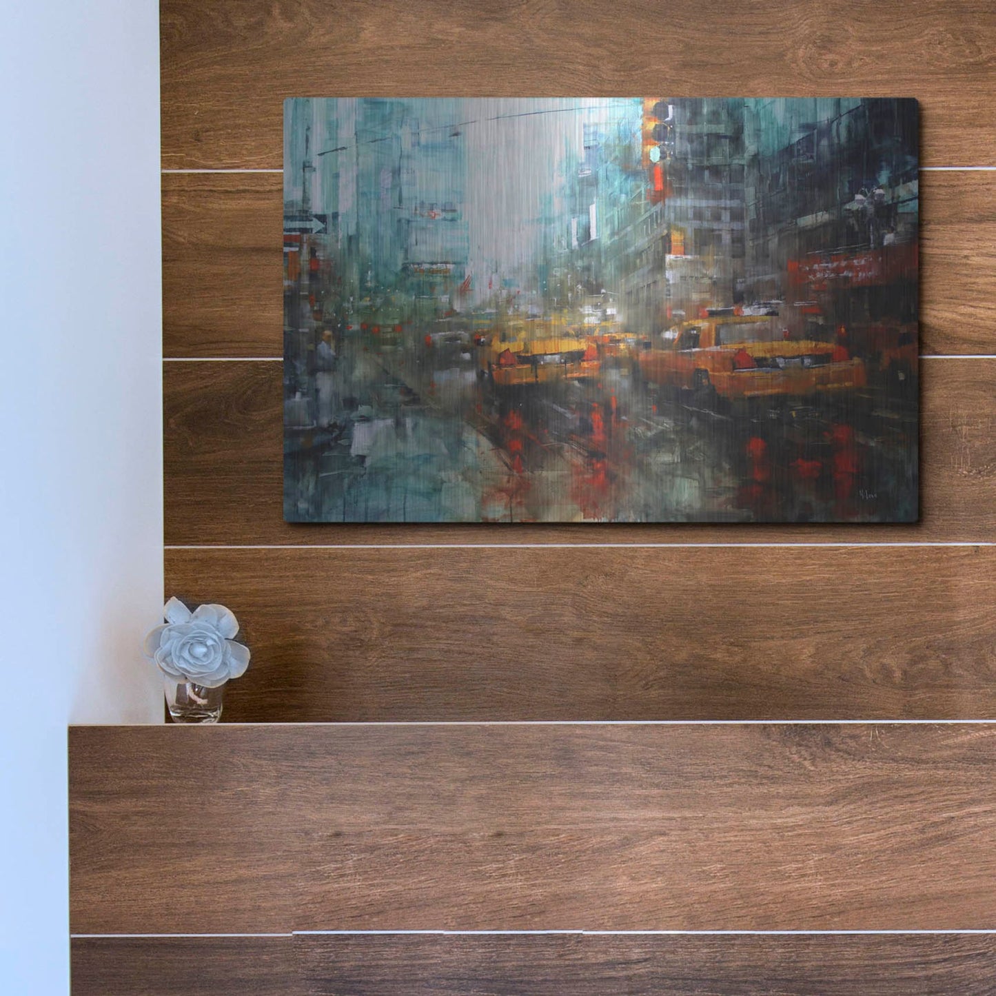 Luxe Metal Art 'Times Square Reflections' by Mark Lague, Metal Wall Art,16x12