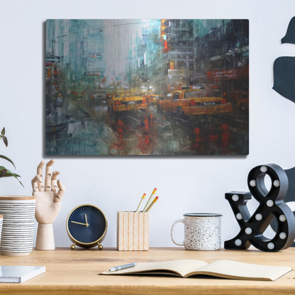 Luxe Metal Art 'Times Square Reflections' by Mark Lague, Metal Wall Art,16x12