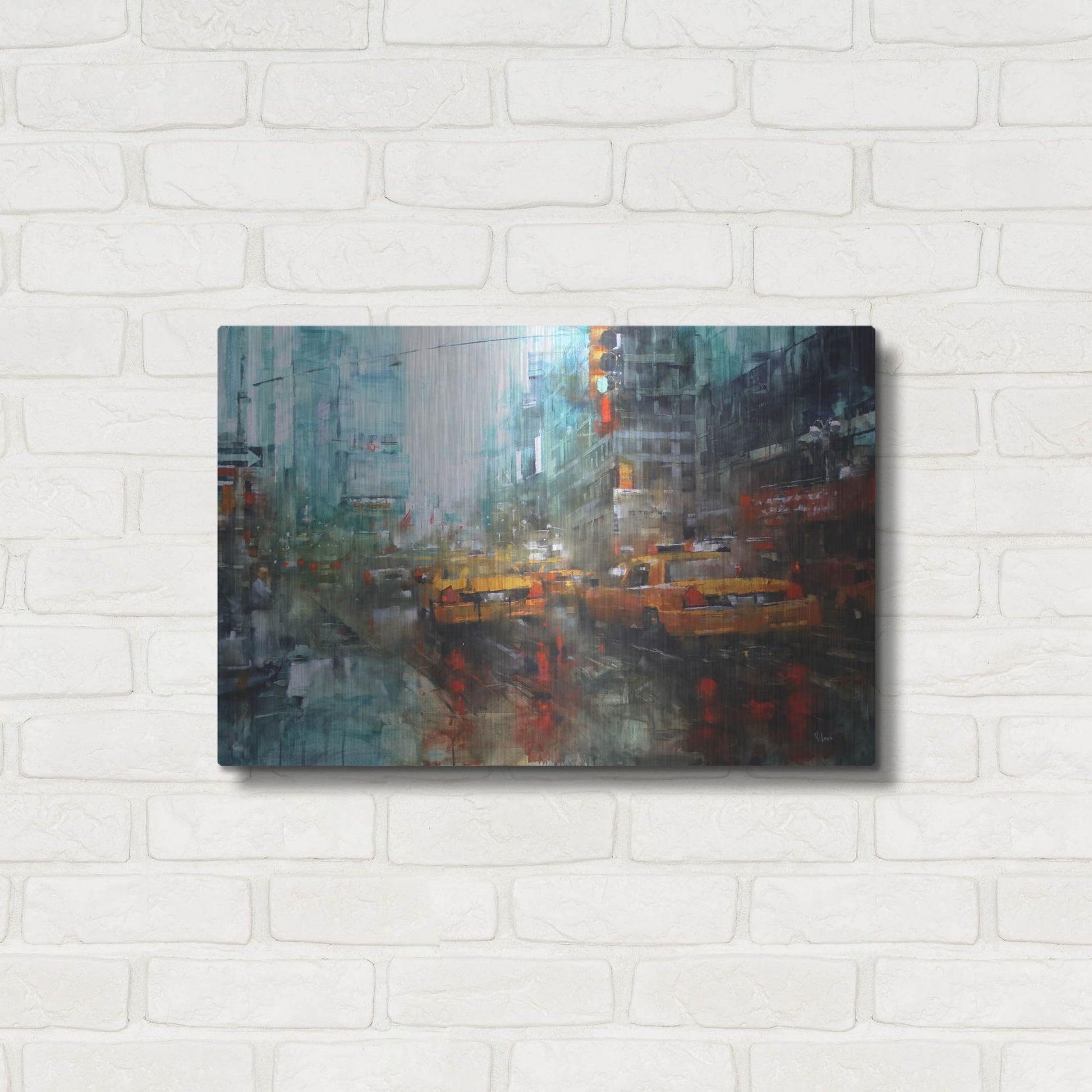 Luxe Metal Art 'Times Square Reflections' by Mark Lague, Metal Wall Art,24x16