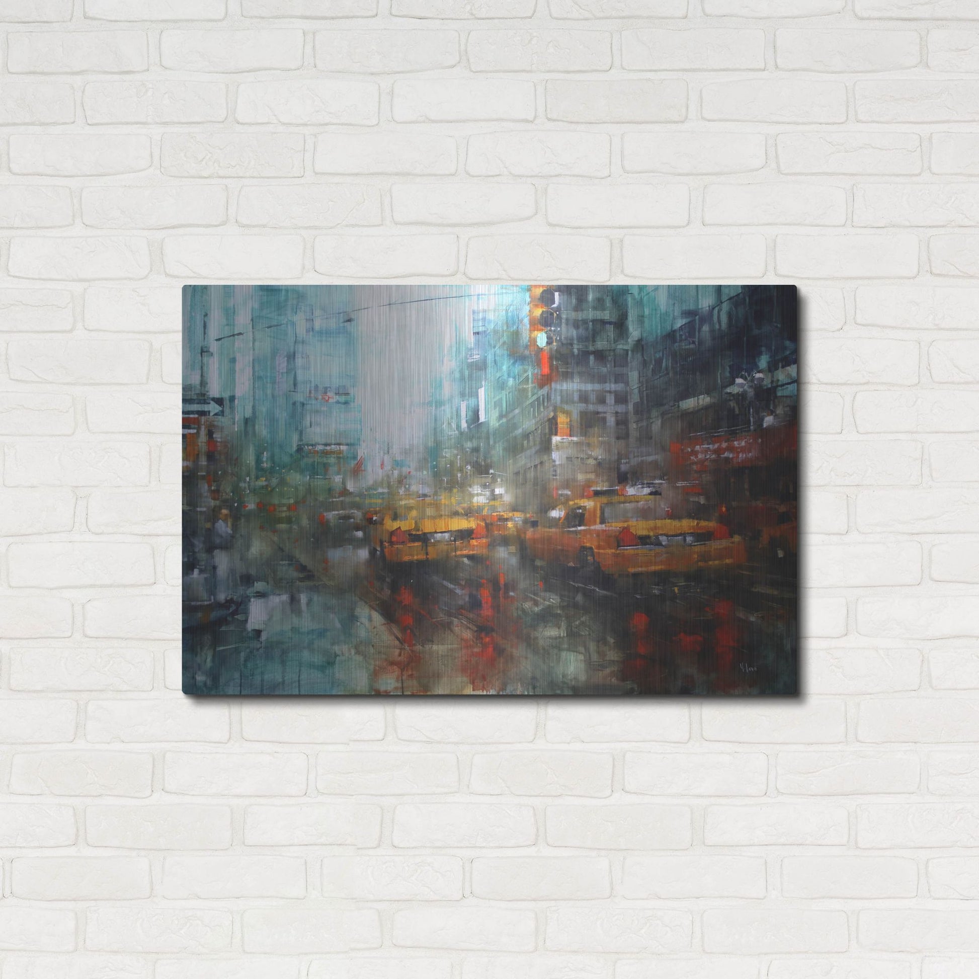 Luxe Metal Art 'Times Square Reflections' by Mark Lague, Metal Wall Art,36x24