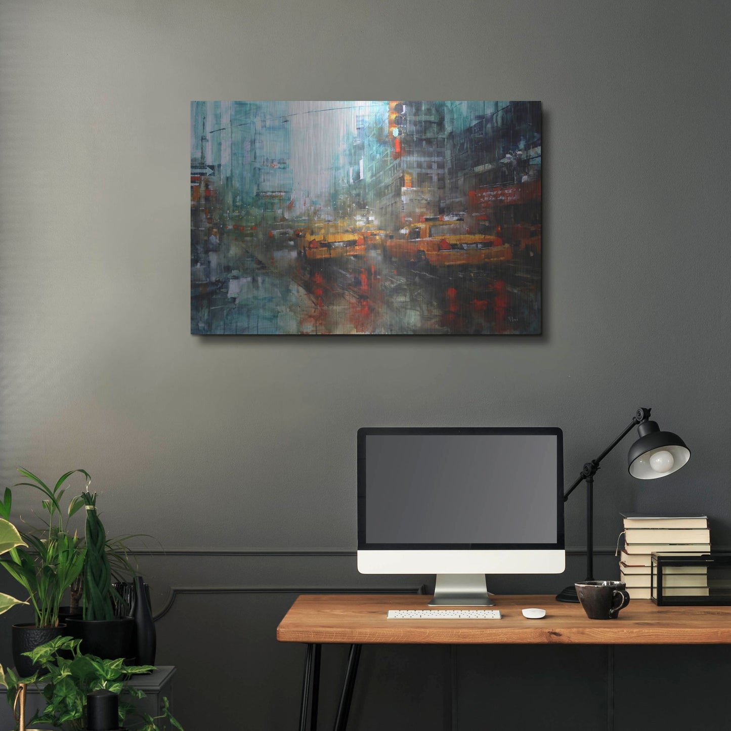 Luxe Metal Art 'Times Square Reflections' by Mark Lague, Metal Wall Art,36x24