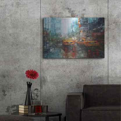 Luxe Metal Art 'Times Square Reflections' by Mark Lague, Metal Wall Art,36x24