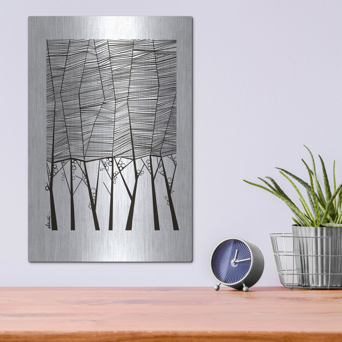 'Cypress Trees' by Ishita Banerjee – Metal Wall Art, 12x16 room view