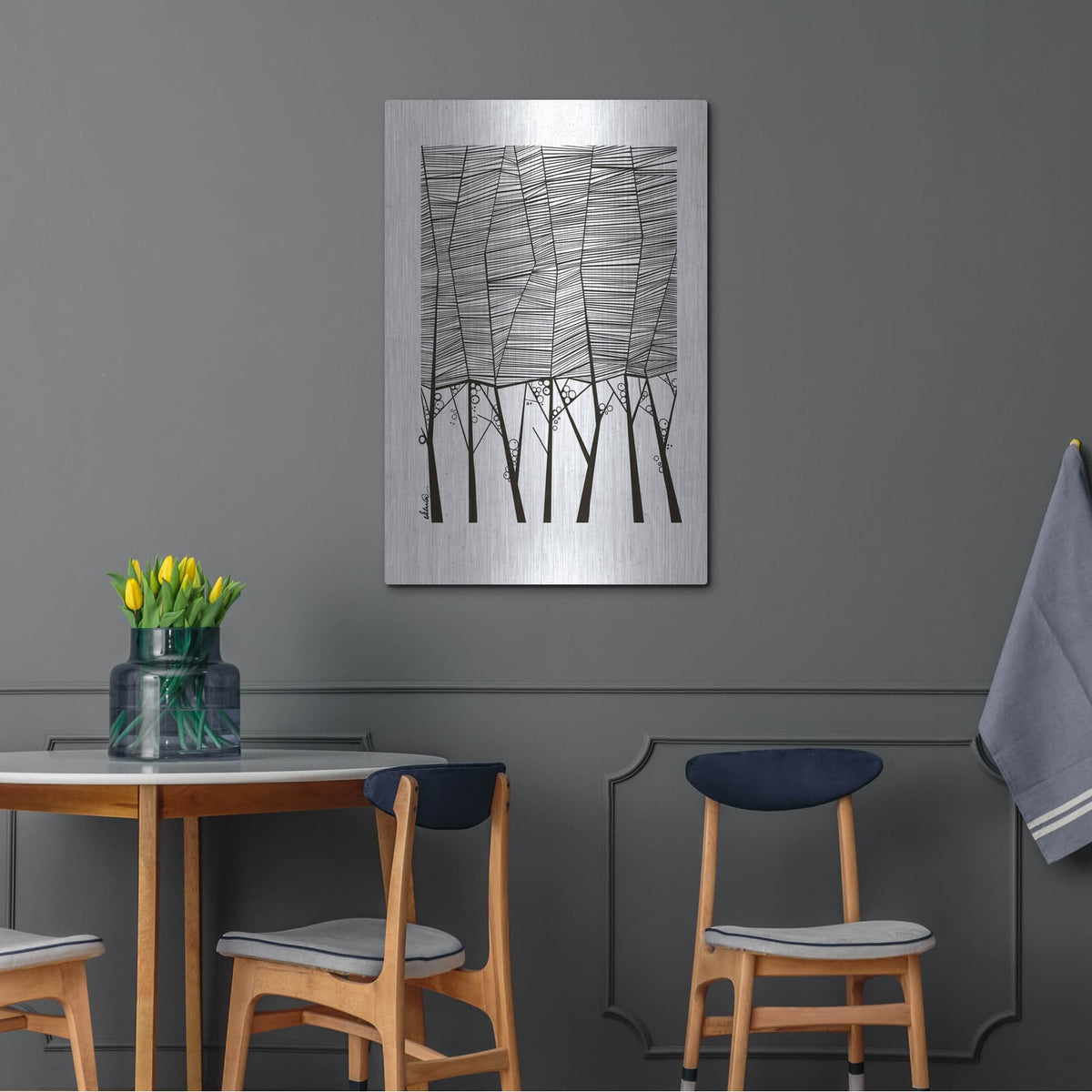 'Cypress Trees' by Ishita Banerjee – Metal Wall Art, 24x36 room view