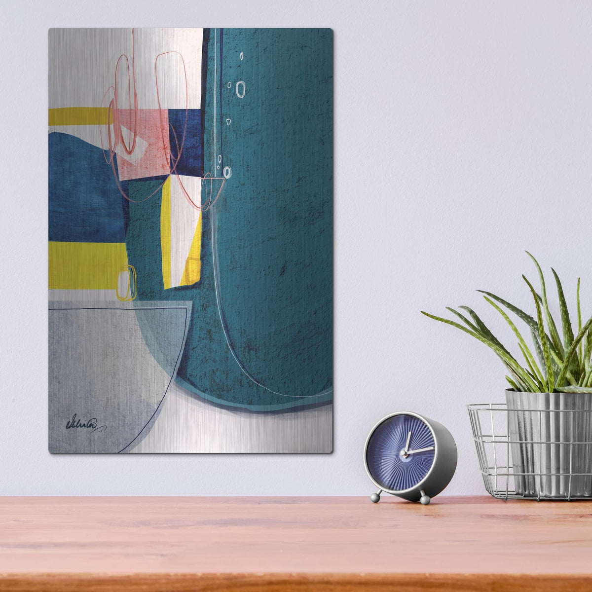 'Green Fields 2' by Ishita Banerjee – Metal Wall Art, 12x16 room view