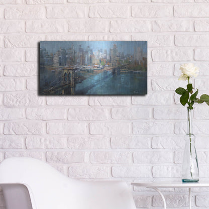 Luxe Metal Art 'Brooklyn Bridge' by Mark Lague, Metal Wall Art,24x12